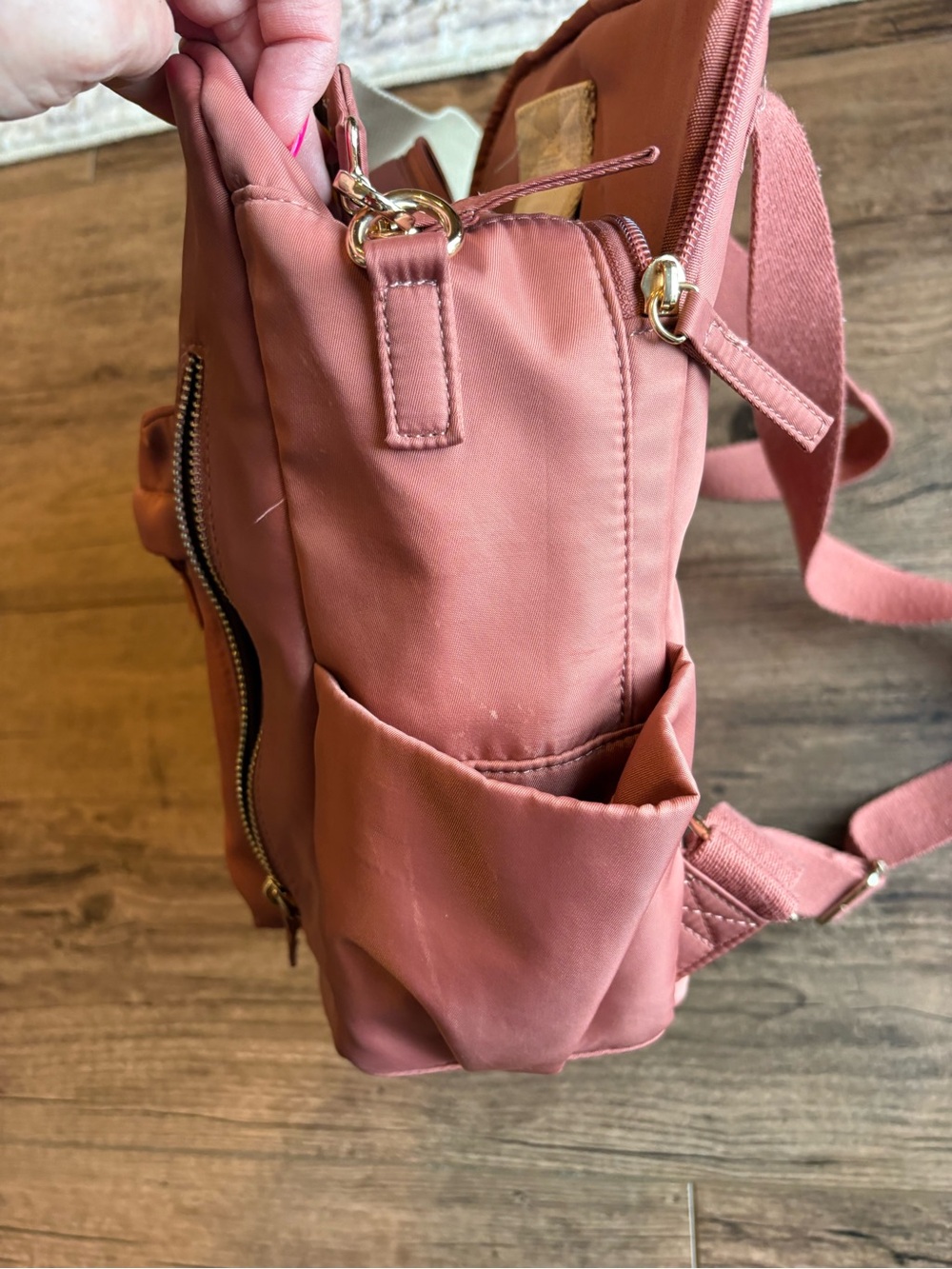 Haute Hippie Rust Nylon Crossbody Backpack with Tan Strap - Picture 12 of 16
